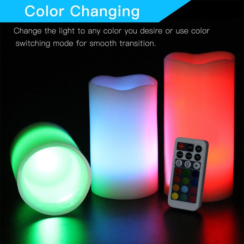 Novelty Place Flameless Candles with Remote, Real Flickering & Real Ivory Color Battery Powered LED Pillars Candle with Remote Control and Timer Function - 12 Preset Multi Colors - Image 3